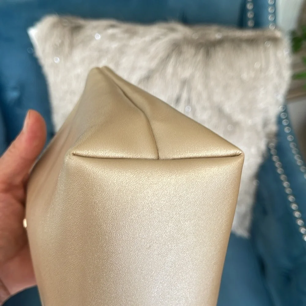 Bvlgari metallic gold faux leather cosmetics bag